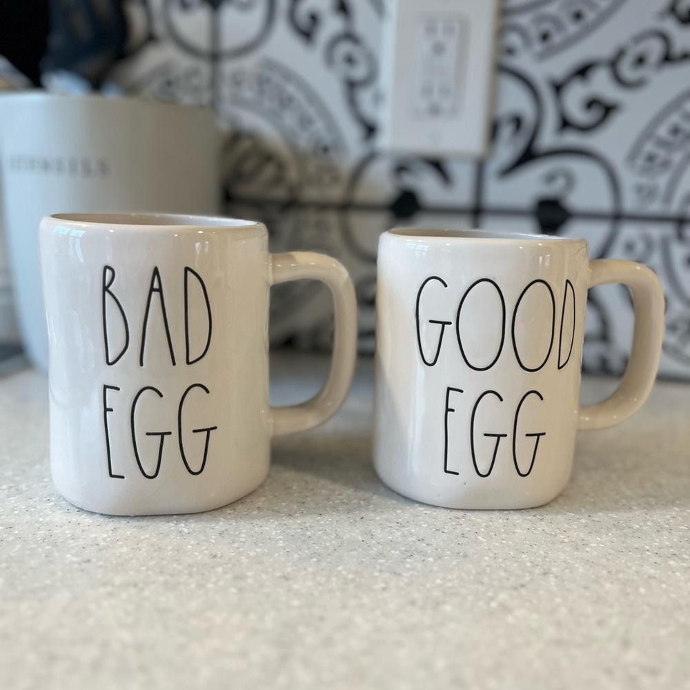 Rae Dunn White Ceramic Mug Set